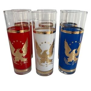 Vintage Libbey Tom Collins Patriotic Highball Glasses American Bicentennial 1976